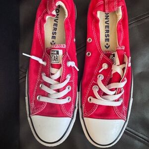 Converse Women’s Red Canvas Low-Top Sneakers with White Laces